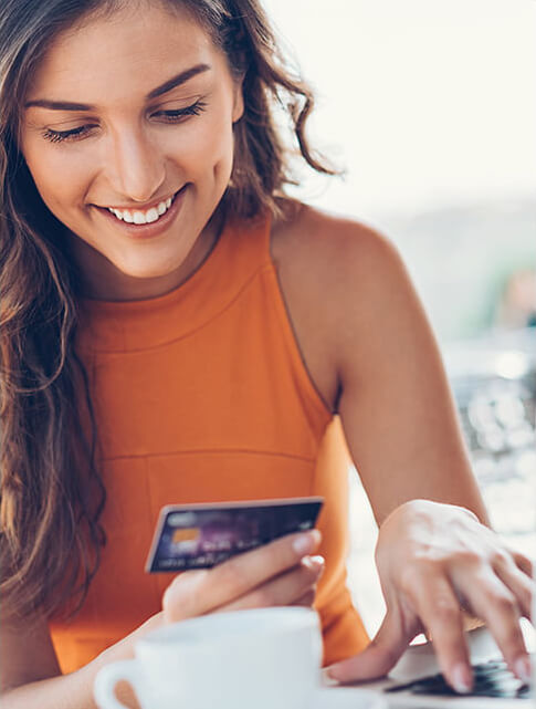 woman paying a bill online