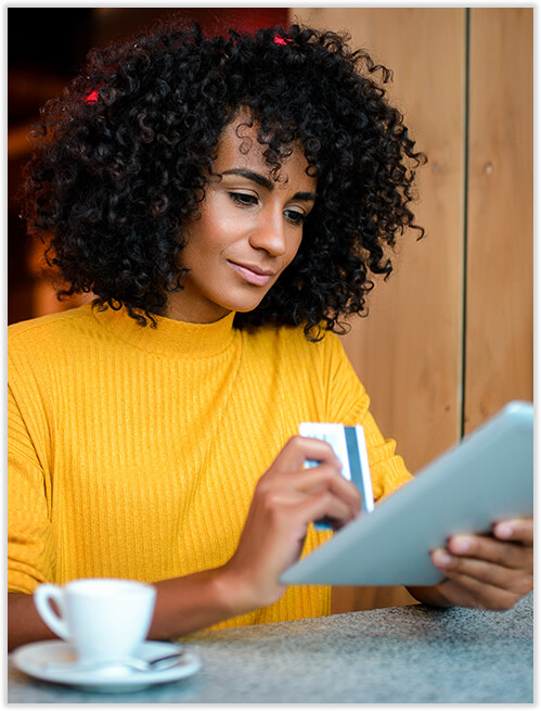 woman paying a bill online