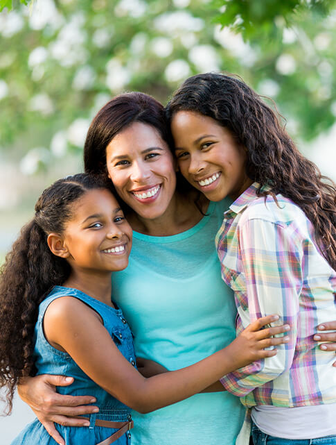 mother with her two daughters