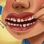 person with bleeding gums, a sign of gingivitis and early gum disease